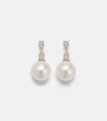Essential 14kt gold drop earrings with pearls and diamonds | Stone and Strand