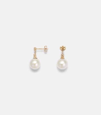 Essential 14kt gold drop earrings with pearls and diamonds | Stone and Strand