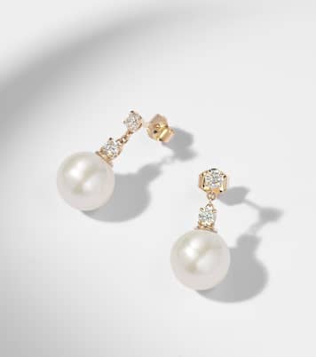 Essential 14kt gold drop earrings with pearls and diamonds | Stone and Strand