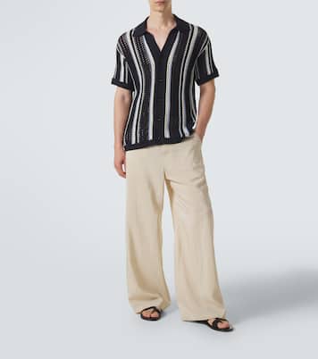 Pinto crochet striped cotton shirt | Frescobol Carioca