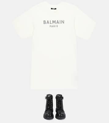 Logo cotton-blend T-shirt dress | Balmain Kids