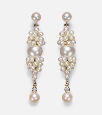 Rêve de Diamant 14kt gold earrings with diamonds and pearls | Sophie Bille Brahe