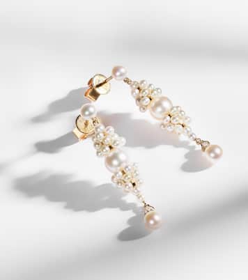 Rêve de Diamant 14kt gold earrings with diamonds and pearls | Sophie Bille Brahe