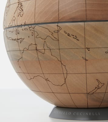 Laser-cut walnut globe | Brunello Cucinelli
