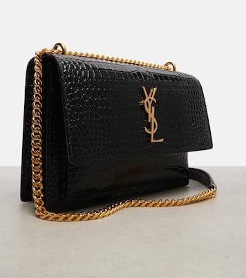 Sunset Medium croc-effect leather shoulder bag | Saint Laurent