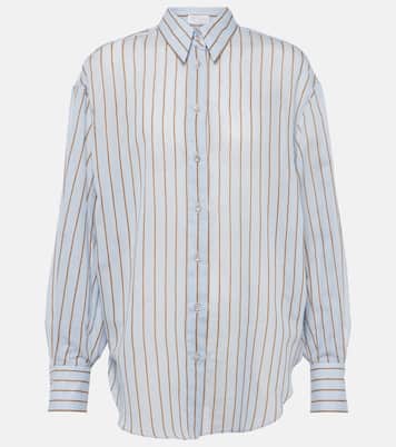 Camicia in misto cotone e seta lamé | Brunello Cucinelli