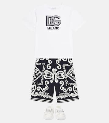 Bermudas de mezcla de algodón con logo | Dolce&Gabbana Kids