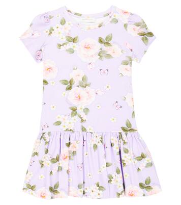 Floral cotton-blend jersey dress | Monnalisa