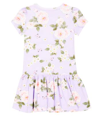 Floral cotton-blend jersey dress | Monnalisa