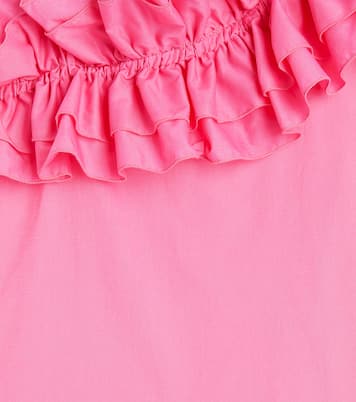 Ruffled asymmetric cotton dress | Monnalisa