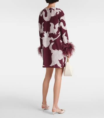 Robe imprimée en soie à plumes | Valentino