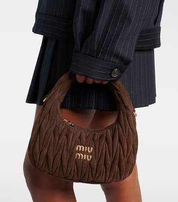 Wander Small matelassé suede shoulder bag | Miu Miu