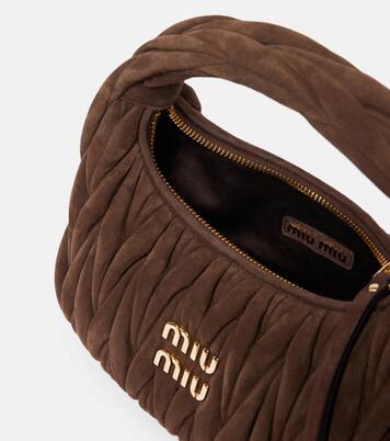 Wander Small matelassé suede shoulder bag | Miu Miu