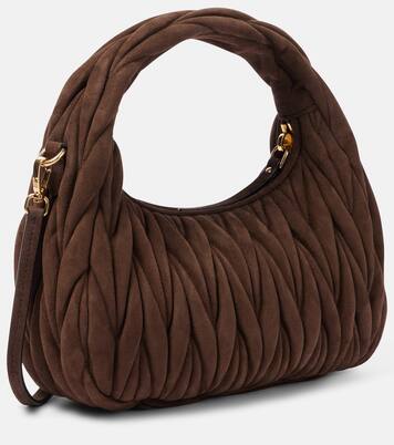 Wander Small matelassé suede shoulder bag | Miu Miu