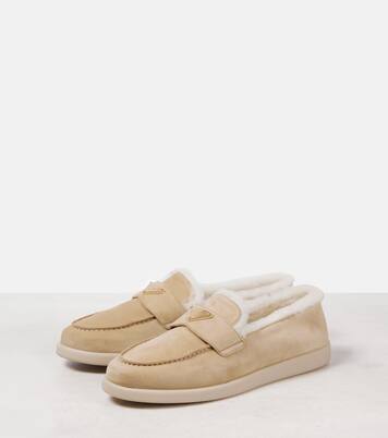 Shearling-lined suede loafers | Prada