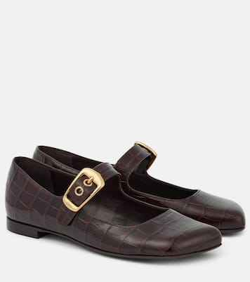 Polly croc-effect leather Mary Jane flats | Chloé