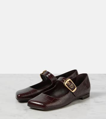 Polly croc-effect leather Mary Jane flats | Chloé