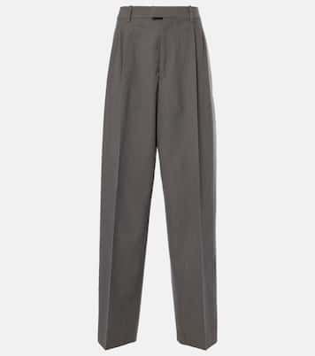 Mid-rise wool tricotine straight pants | Bottega Veneta
