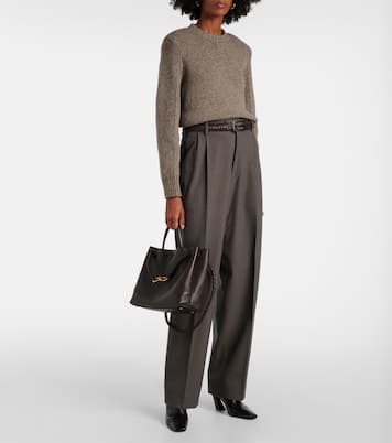 Mid-rise wool tricotine straight pants | Bottega Veneta