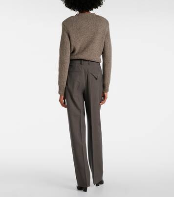 Mid-rise wool tricotine straight pants | Bottega Veneta