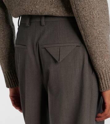 Mid-rise wool tricotine straight pants | Bottega Veneta