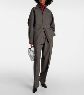 Mid-rise wool tricotine straight pants | Bottega Veneta