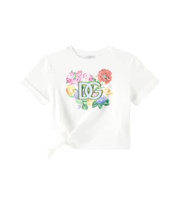 DG floral gathered cotton T-shirt | Dolce&Gabbana Kids
