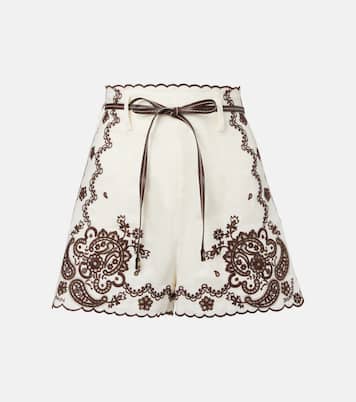 Ascension embroidered linen shorts | Zimmermann