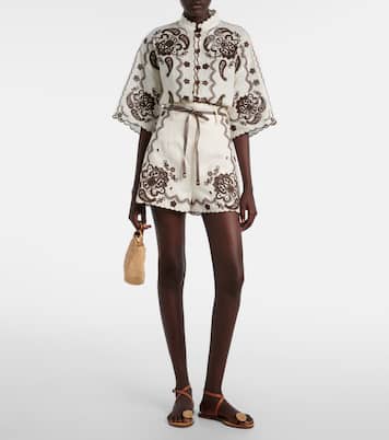 Ascension embroidered linen shorts | Zimmermann