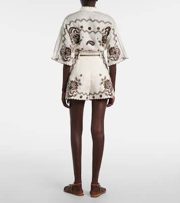 Ascension embroidered linen shorts | Zimmermann