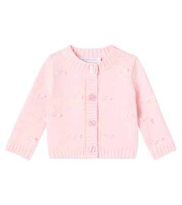 Baby bow-detail cotton and wool cardigan | Monnalisa