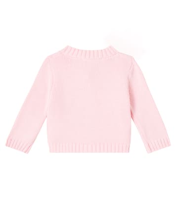 Baby bow-detail cotton and wool cardigan | Monnalisa