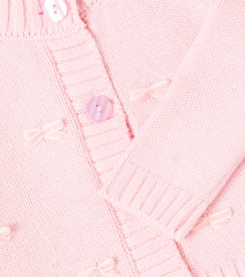 Baby bow-detail cotton and wool cardigan | Monnalisa