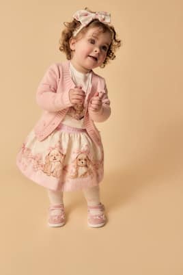 Baby bow-detail cotton and wool cardigan | Monnalisa
