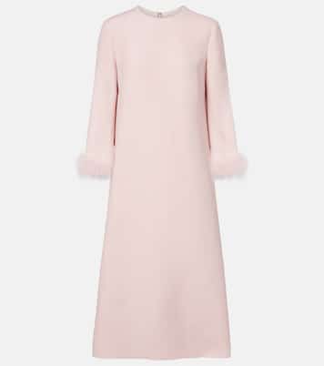 Crepe Couture feather-trimmed midi dress | Valentino