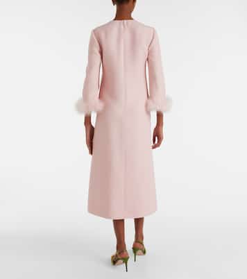 Crepe Couture feather-trimmed midi dress | Valentino