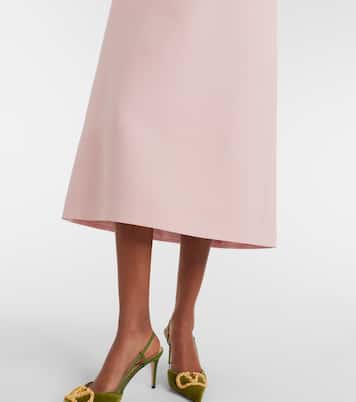 Crepe Couture feather-trimmed midi dress | Valentino