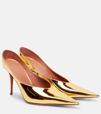 Mules Anok 90 aus Metallic-Leder | Amina Muaddi