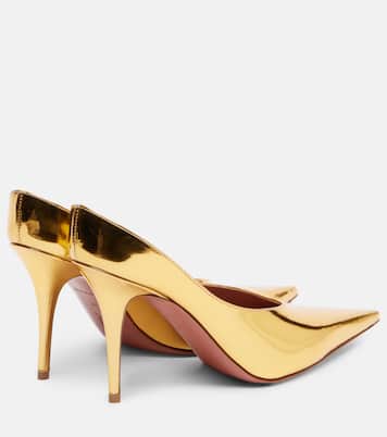 Mules Anok 90 aus Metallic-Leder | Amina Muaddi