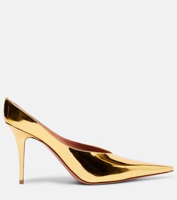 Mules Anok 90 aus Metallic-Leder | Amina Muaddi