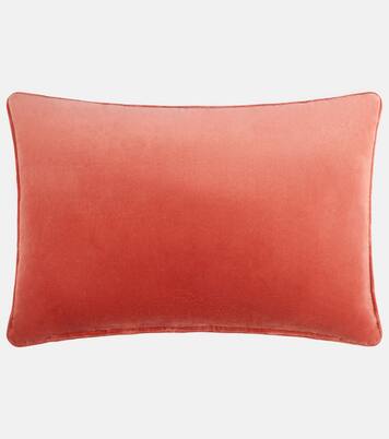 Embroidered cotton velvet cushion | Les-Ottomans