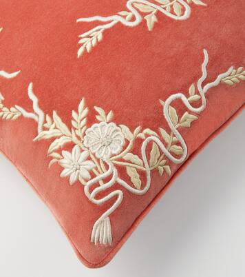 Embroidered cotton velvet cushion | Les-Ottomans