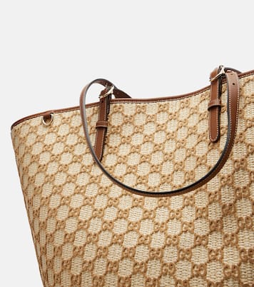 GG Large raffia-effect tote bag | Gucci