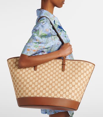 GG Large raffia-effect tote bag | Gucci