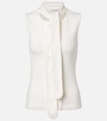Scarf-detail cotton and linen jersey top | Lemaire