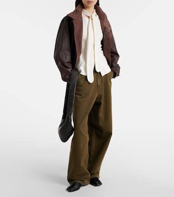 Scarf-detail cotton and linen jersey top | Lemaire