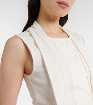 Scarf-detail cotton and linen jersey top | Lemaire