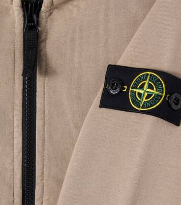 Compass cotton jersey zip-up hoodie | Stone Island Junior