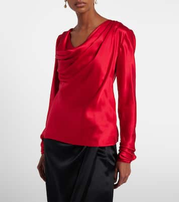 Top de satén de seda drapeado | Valentino