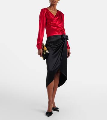 Top de satén de seda drapeado | Valentino